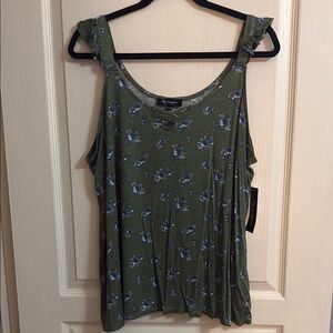 Floral Green Tank Top